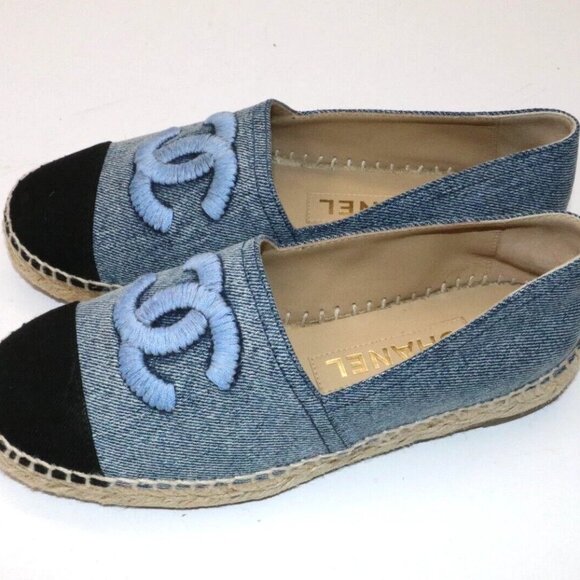 Chanel Denim Cap Toe CC Espadrilles EU 35 US 5 - Blue/Black - Picture 4 of 15
